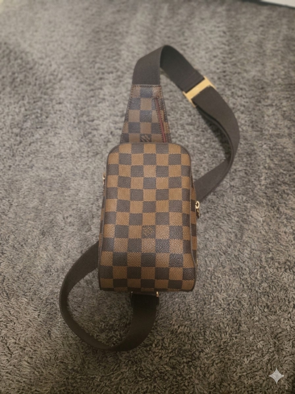 Louis Vuitton Brown Damier Ebene Crossbody Sling Bag with Gold Hardware